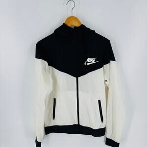 Nike Windrunner Black White Hooded Windbreaker Jacket Size Small